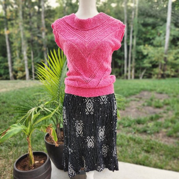 Vintage 80s Pink Short Sleeve Sweater – M - Picture 4 of 5